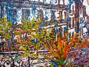 20 views of paris from a balcony #12 30" x 22" watercolour on arches paper available at studio. 2300