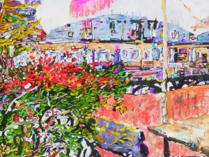 20 views of paris from a balcony #15 30" x22" watercolour on arches paper available at studio 2300