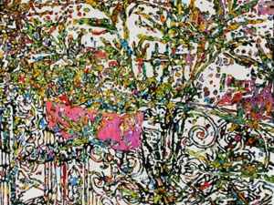 SOLD 20 views of paris from a balcony #27 30" x 22 " watercolour on arches paper