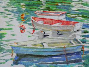 boats n cormorants fowey 11x14