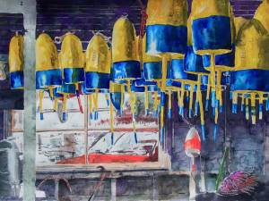 buoys-hanging-in-shed-maine