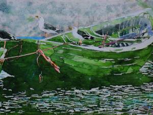 SOLD dories with gulls 8x15