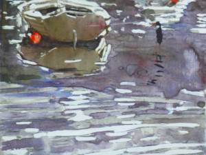 heron (tide coming in)  12x10