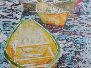 lunenburg dories with cormorants 21x14