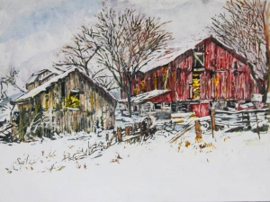 winter-red-barn-18x24-