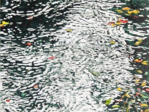 (the beginning of) RAIN #22 48" x 32" watercolour acrylic painted directly on gessoed birch panel available at studio 3200.