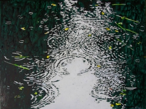 (the beginning of) rain #20 26"x34" watercolour acrylic painted directly on gessoed birch panel available at studio 2600.