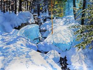 1_beaver-pond-leak-trickling-down-to-hardy-lake-22x30-