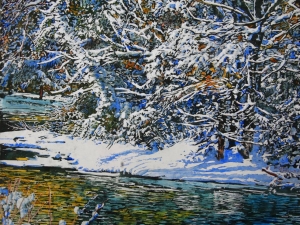 open stream morning after a snowfall washago 24x30