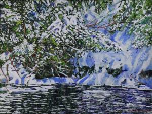 SOLD-pine-overhanging-the-north-shore-oxtongue-river-18x24-