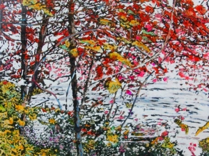 red rustle of leaves chasing-silence-across-the-pond-6-40x30-