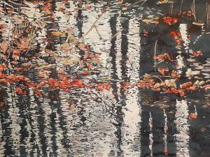 SOLD_red-leaves-floating-26x40-