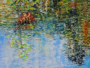 islands-floating-on-sunlight-reflections-muskoka-river-28x22-