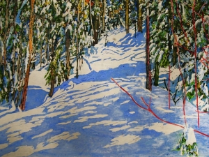 overnight snowfall unbroken-trail-30x60-