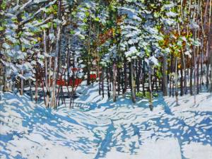 sunsplattered trail to gibson lake  16x20