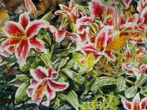 Rubram Lily with butterflies-19-x30-wp