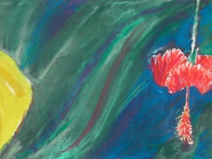 hibiscus with yellow leaf-9x21