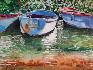 SOLD boats white river jamaica12x17