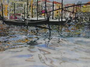 blue sky day grand canal venice 22x30