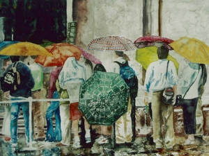 rainy day lineup San marco Venice 15x20