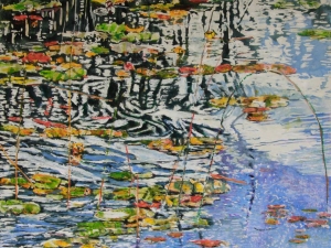 SOLD windswept #5 24" x 24" watercolour acrylic painted directly on gessoed birch panel