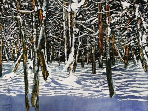 light thru the forest 2a 30x24 watercolour acrylic painted directly on gessoed panel 2300 at studio