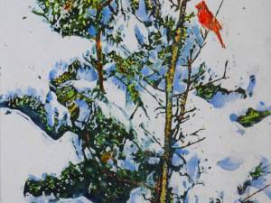 SOLD_1_overnight-snowfall-with-cardinal-24x16-