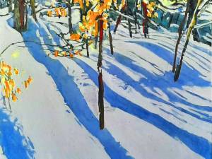 Streamers-of-cascading-sunlight-running-thru-winter-16x16-