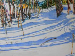 snowcovered-sunlit-path-to-the-lake-16x16-