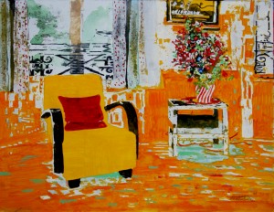 yellow chair with red cushion 12x155 wp