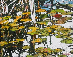 3 water lilies in a beaver pond 1175x1475 wp